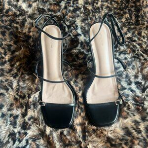 Black & Gold Strappy Heels